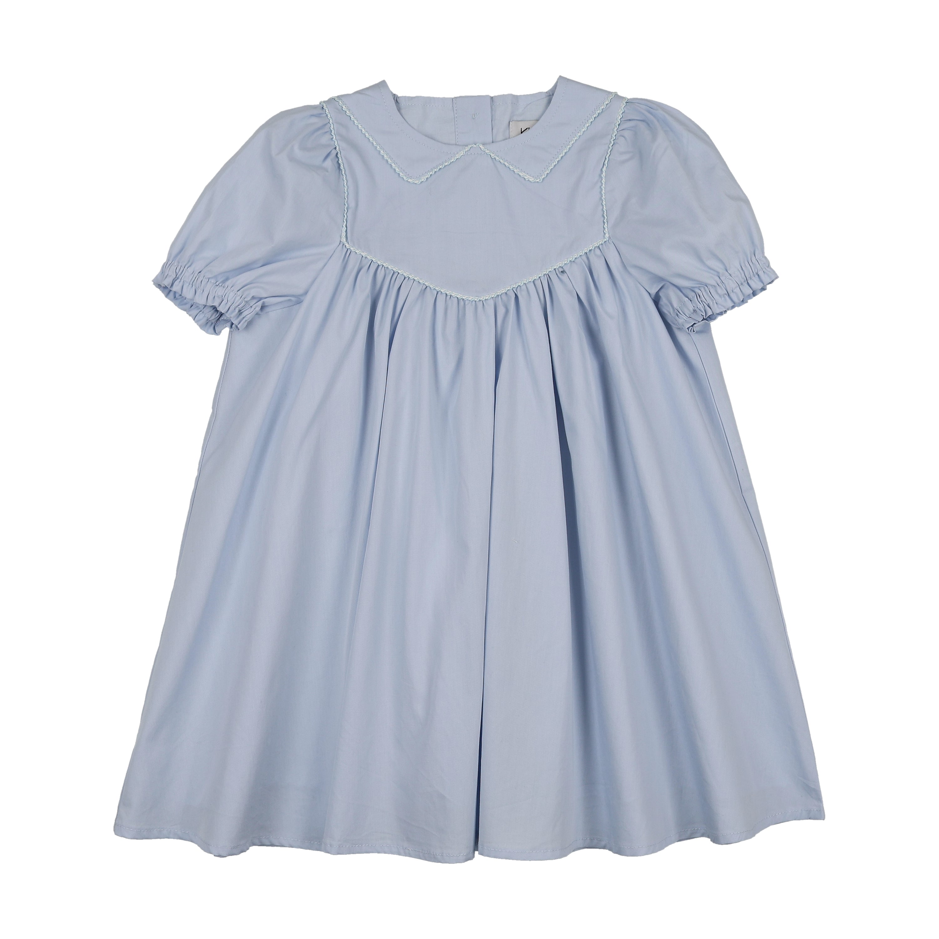 Kin And Kin Stitched Down Collar Short Sleeve Dress - Light Blue | Buttons Bebe Kin And Kin Stitched Down Collar Short Sleeve Dress - Light Blue | Buttons Bebe