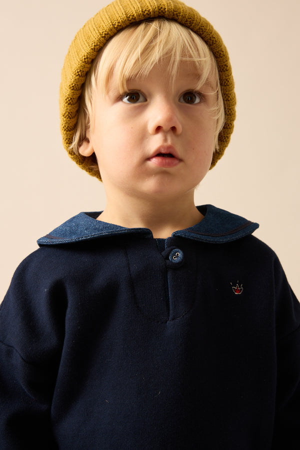 Analogy by Lil Legs Navy Sweet Campaign Toddler Sailor Collar Set - Boy