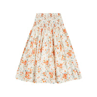Pink Label By Petite Amalie Coral Floral Shirred Midi Skirt