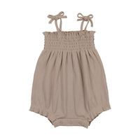 Analogie By Lil Legs Smocked Romper Taupe