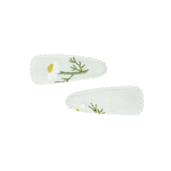 Bandeau Scattered Embroidered Floral Snap Clip Set (2)- FINAL SALE