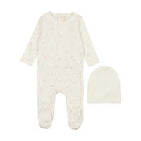 Lilette By Lil Legs Starry Night Footie Set White/Rose