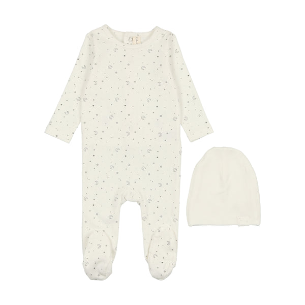 Lilette By Lil Legs Starry Night Footie Set White/Steel