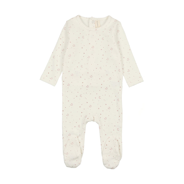 Lilette By Lil Legs Starry Night Footie White/Rose