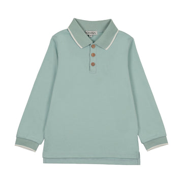 Kin And Kin Long Sleeve Polo - Soft Blue