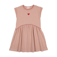 Bopop Pink with Red Trimming Scalloped Short Sleeve Dress
