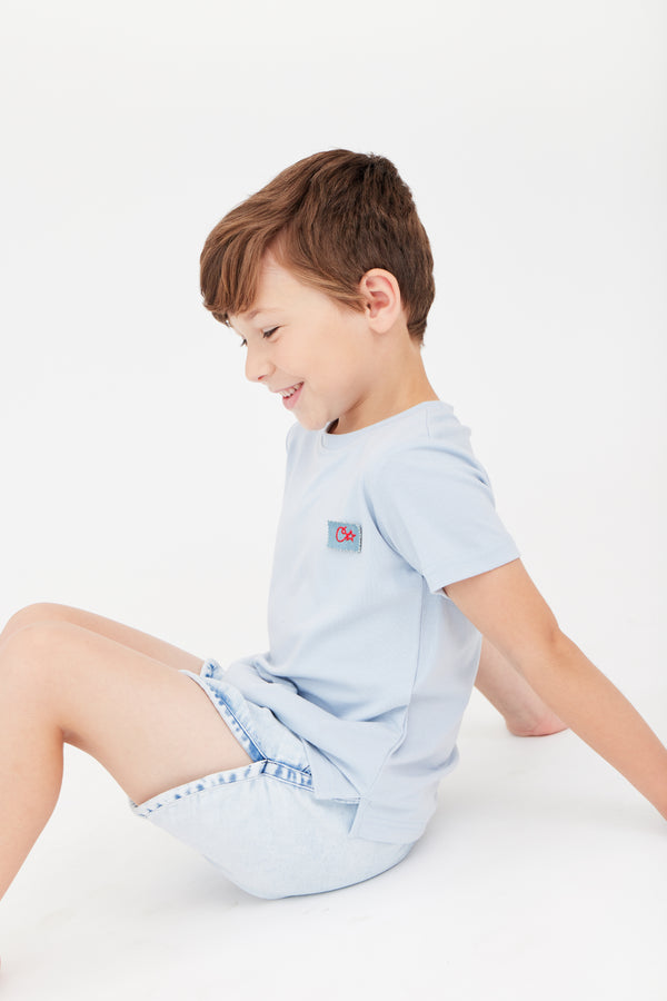 Crew Kids Blue Denim Patch Tee