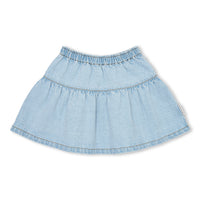 Petit Blush Washed Light Blue Jeans Ruffle Skirt (SS26-508)