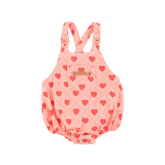 Piupiuchick Pink W/ Red Hearts Allover Baby Romper