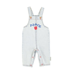 Piupiuchick Washed Light Blue Denim Baby Dungarees