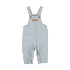 Piupiuchick Ecru W/ Indigo Stripes Baby Dungarees
