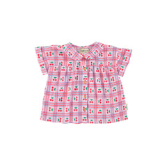 Piupiuchick Lilac W/ Cherries Allover Peter Pan Collar Shirt