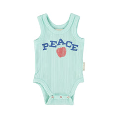 Piupiuchick Light Blue W/ "Peace" Print Sleeveless Bodysuit