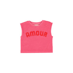 Piupiuchick Pink W/ "Amour" Print Sleeveless Top