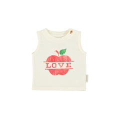 Piupiuchick Ecru W/ Apple Print Sleeveless T´Shirt