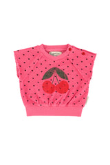 Piupiuchick Pink W/ Cherry Print Sleeveless Sweatshirt