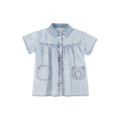 Piupiuchick Blue Light Denim Short Dress