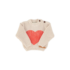Piupiuchick Ecru W/ Red Heart Print Knitted Sweater