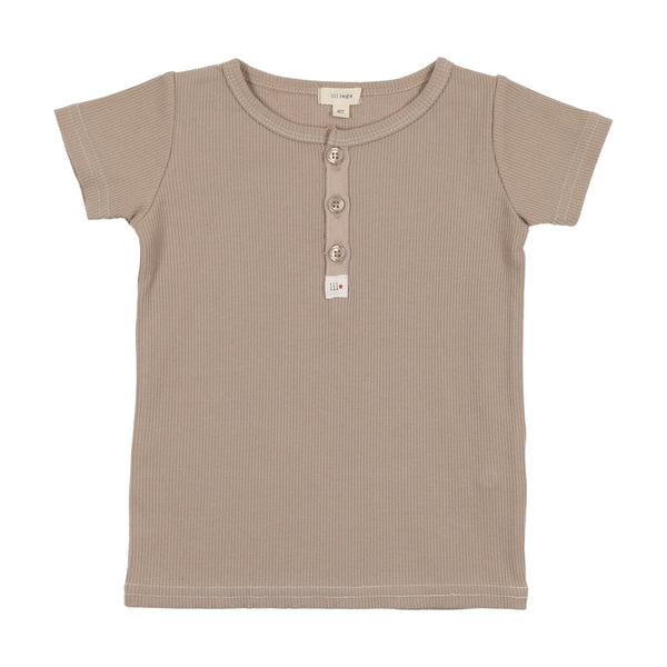 Analogie By Lil Legs Short Sleeve Henley Taupe