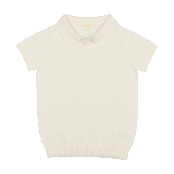 Analogie By Lil Legs Knit Polo Short Sleeve Cream