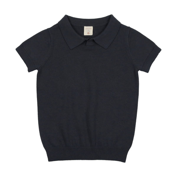 Analogie By Lil Legs Knit Polo Short Sleeve Off Navy