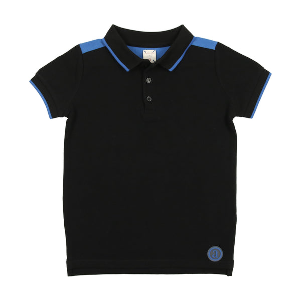 Analogie By Lil Legs Short Sleeve Polo Black/Royal