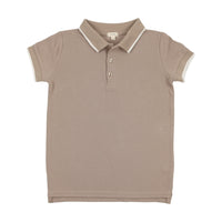 Analogie By Lil Legs Short Sleeve Polo Taupe