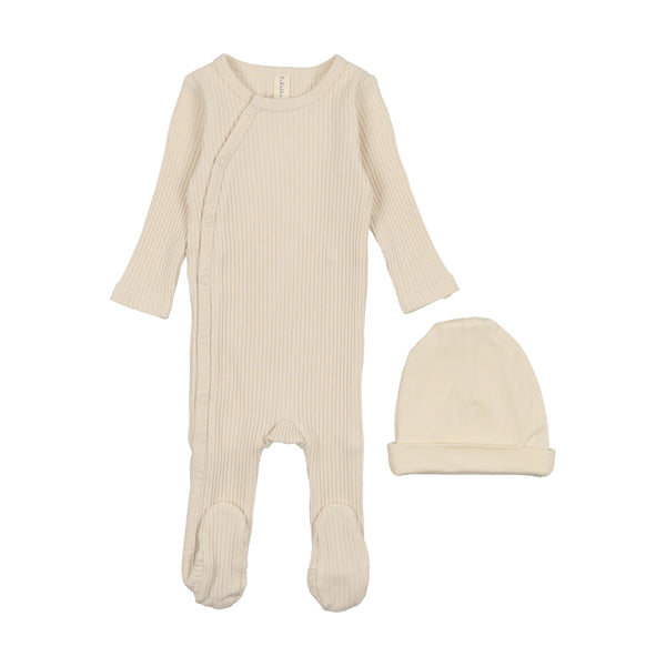 Lilette By Lil Legs Side Snap Rib Footie Set Stone