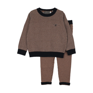 Sweet Threads Amber Set - Brown/Navy Patterned