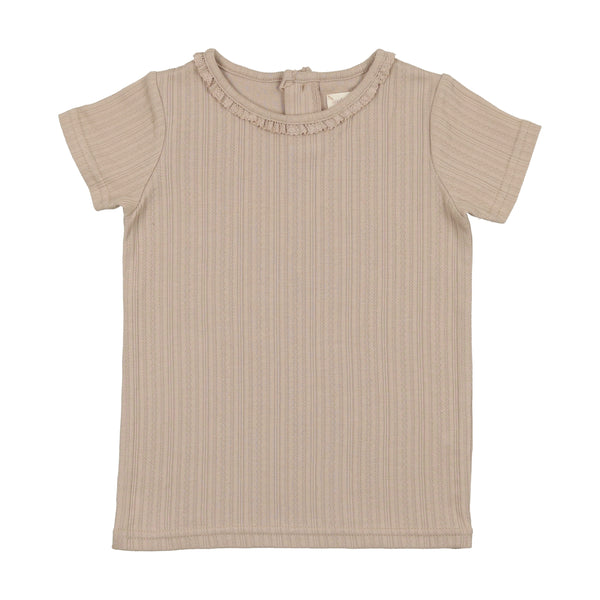 Analogie By Lil Legs Pointelle T-Shirt Short Sleeves Taupe