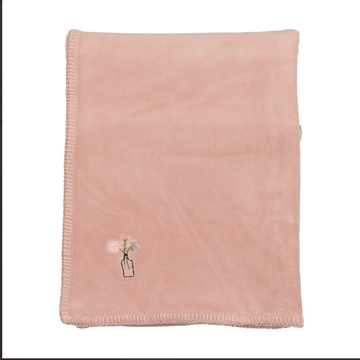Bee & Dee Velour Embroidered Edge -Dusty Pink Blanket