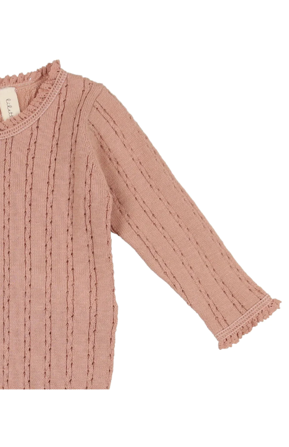 Lilette By Lil Legs Pointelle Knit Footie Blush