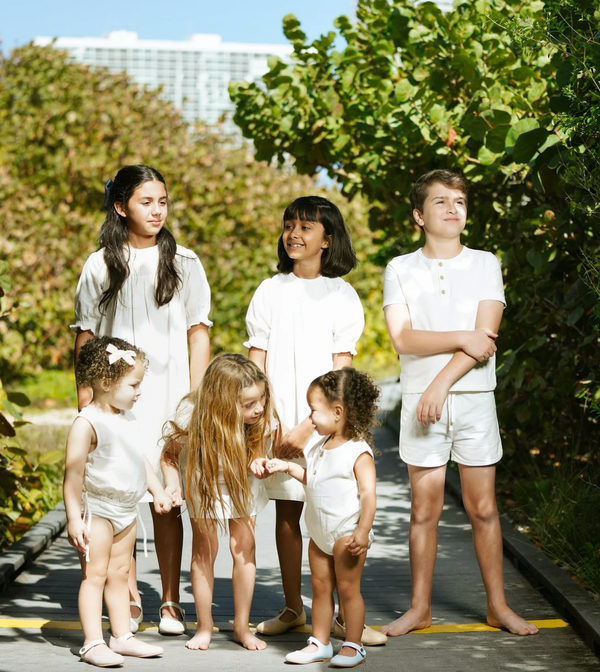 Zeebra Kids Pearl White Linen Bloomer Set