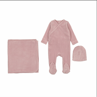 Bonjoy Blush Velour Wrap Layette Set