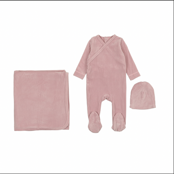 Bonjoy Blush Velour Wrap Layette Set