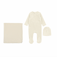 Bonjoy Ivory Velour Wrap Layette Set