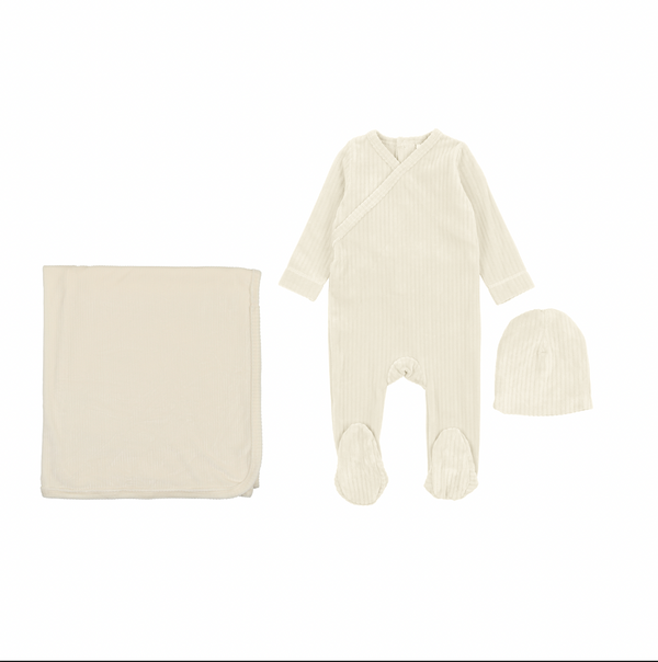 Bonjoy Ivory Velour Wrap Layette Set