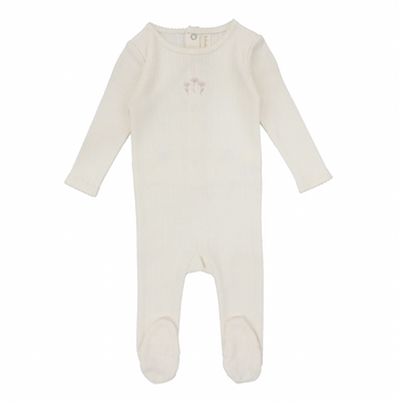 Lilette By Lil Legs Striped Pointelle Footie Cream/Floral