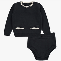 Jaybee Navy Blanket Stitch Sweater Set