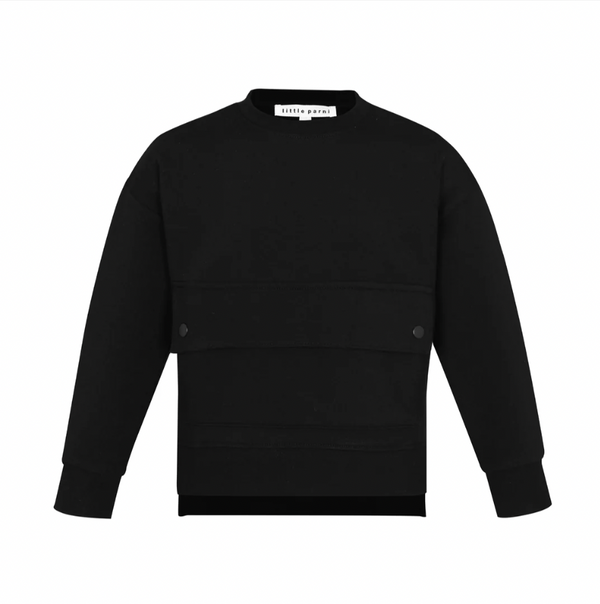 Little Parni Black Boys Center Pocket Sweatshirt (K464)