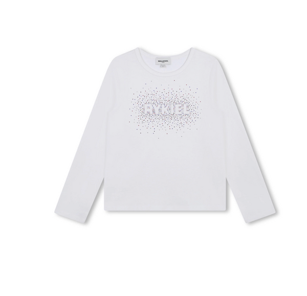 Sonia Rykiel White Ls Tshirt Rhinestones Logo