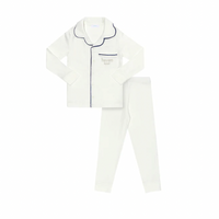 Heven Child Kids Button Up PJ Set Ivory / Cobalt- RUNS SMALL SIZE UP