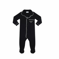 Heven Child One-Piece Lounge Button-Up Pajama Black/ Ivory