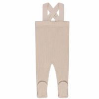 Looms Bubble Knit Collection Beige Ribbed Overalls