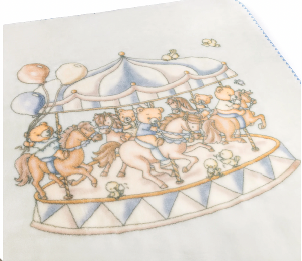 Lil Teddy Merry Go Snuggle Blueberry Biscuit Plush Blanket