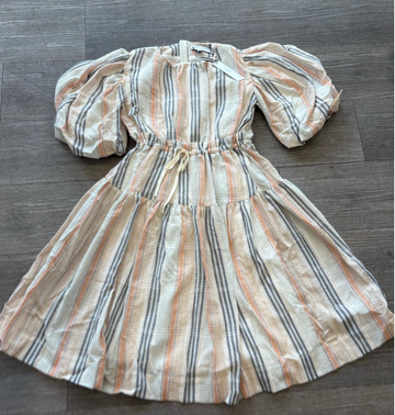 Jessie & James MULTI STRIPE CRINKLE CYAN DRESS