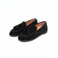 Camille Tassel Clunky Stella Black Suede Shoes