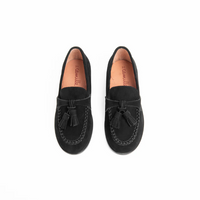 Camille Tassel Clunky Stella Black Suede Shoes