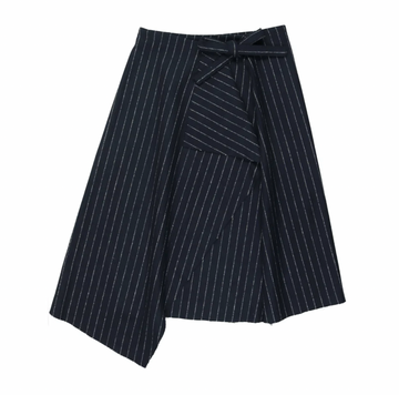 Urban Edge Navy Pinstriped Wrap Skirt