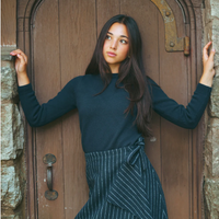 Urban Edge Navy Pinstriped Wrap Skirt
